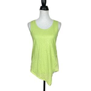 Acrobat NWT Bright Macha Green 100% Linen Asymmetrical Breathable Tank Top